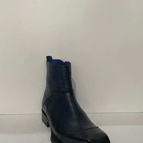Emilio Franco boot dressy blue captoe Atalian leather side zipper - Picture 5 of 6